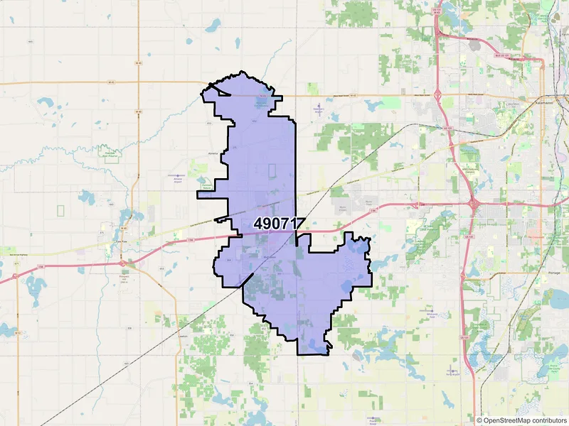 Map of ZIP Code 49071 — Mattawan, MI