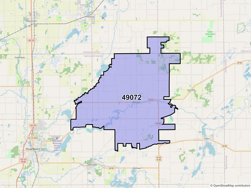 Map of ZIP Code 49072 — Mendon, MI