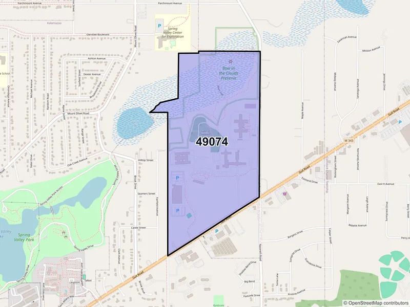 Map of Nazareth, Michigan and ZIP codes