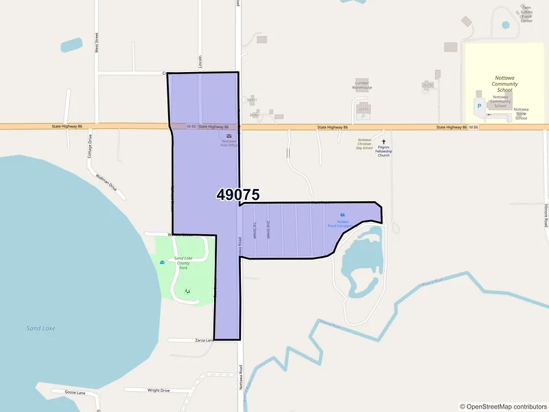 Map of Nottawa, Michigan and ZIP codes