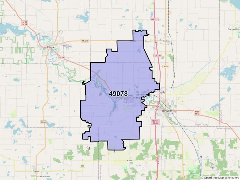 Map of ZIP Code 49078 — Otsego, MI
