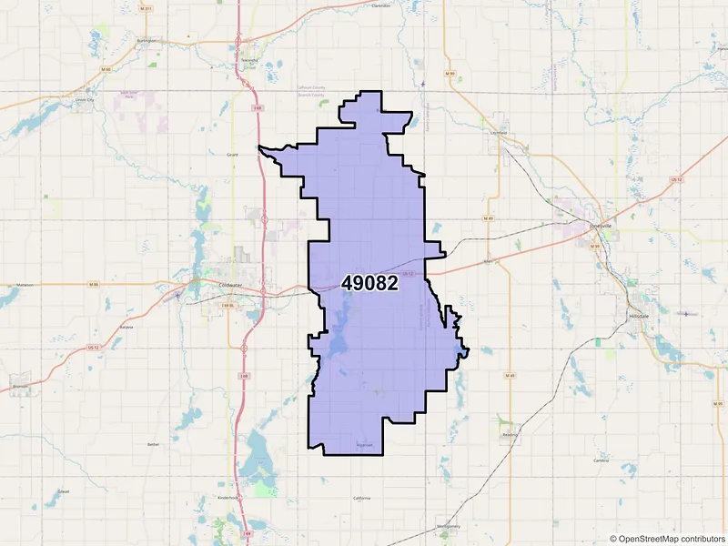 Map of ZIP Code 49082 — Quincy, MI