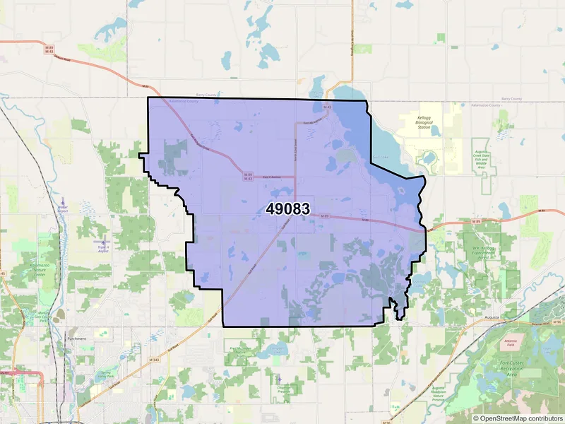 Map of ZIP Code 49083 — Richland, MI
