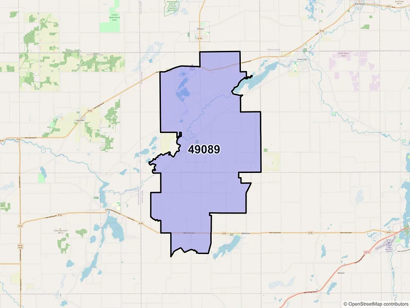 Map of ZIP Code 49089 — Sherwood, MI