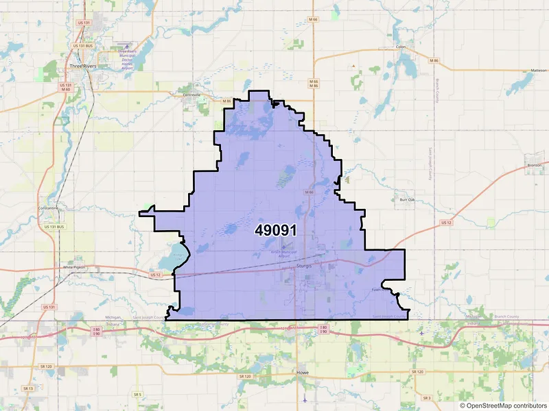Map of ZIP Code 49091 — Sturgis, MI