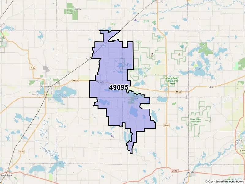 Map of ZIP Code 49095 — Vandalia, MI