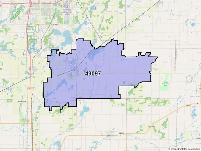 Map of ZIP Code 49097 — Vicksburg, MI