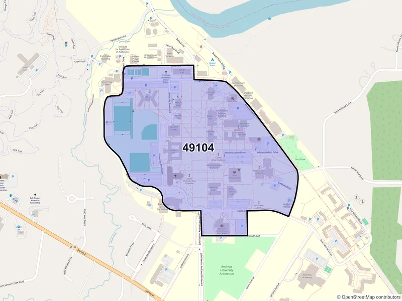 Map of ZIP Code 49104 — Berrien Springs, MI