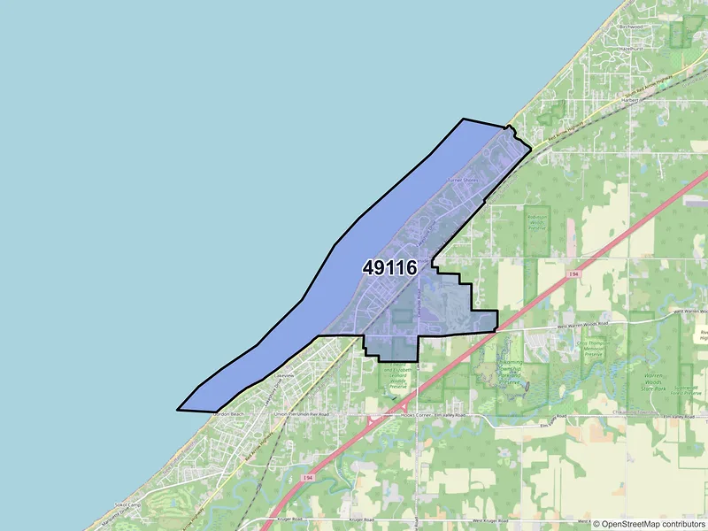 Map of ZIP Code 49116 — Lakeside, MI
