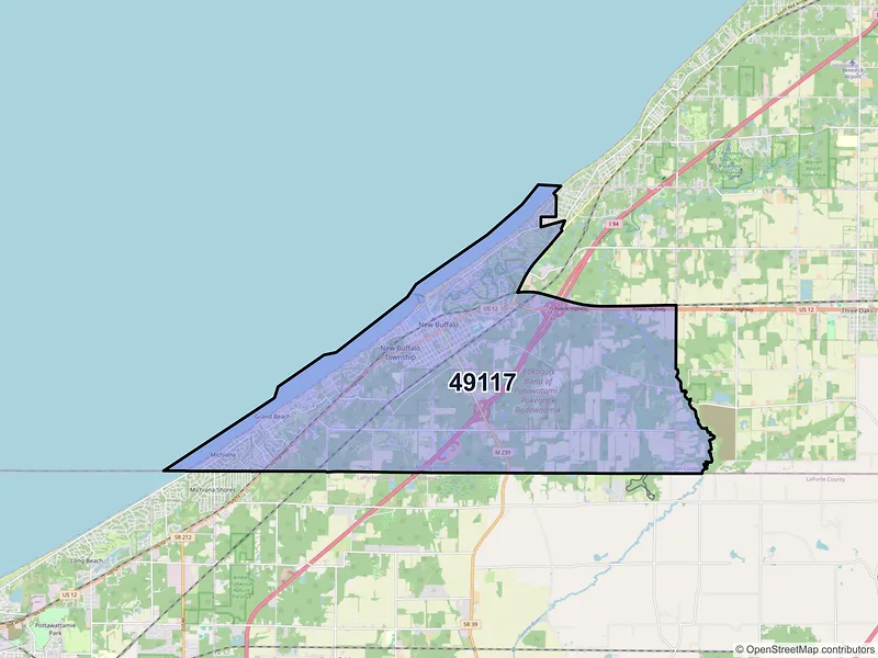 Map of ZIP Code 49117 — New Buffalo, MI