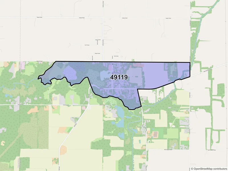 Map of New Troy, Michigan and ZIP codes