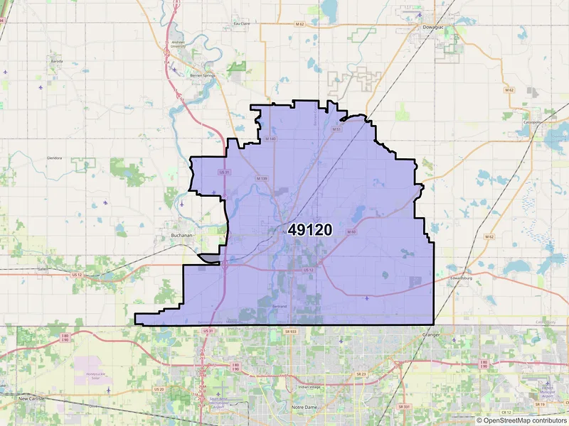 Map of ZIP Code 49120 — Niles, MI