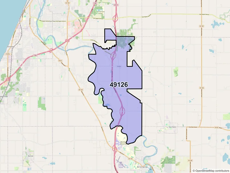 Map of ZIP Code 49126 — Sodus, MI