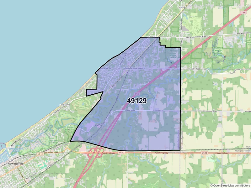 Map of ZIP Code 49129 — Union Pier, MI
