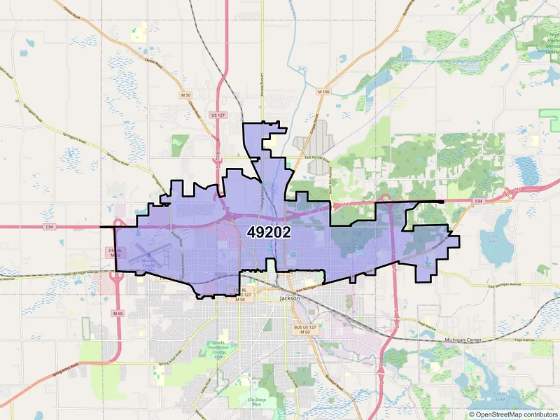 Map of ZIP Code 49202 — Jackson, MI