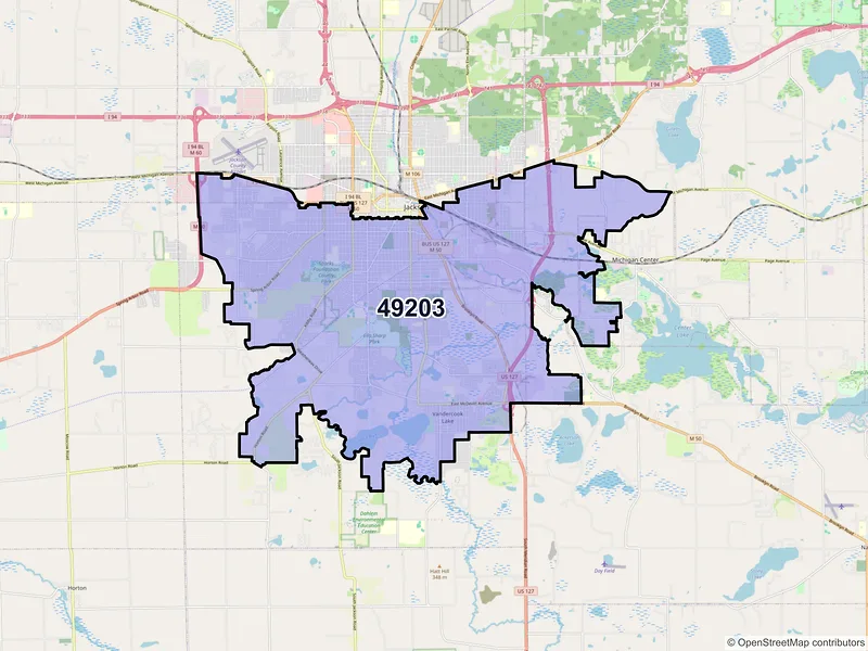 Map of ZIP Code 49203 — Jackson, MI