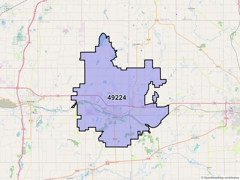 Map of ZIP Code 49224 — Albion, MI