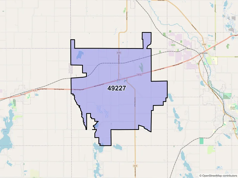 Map of ZIP Code 49227 — Allen, MI