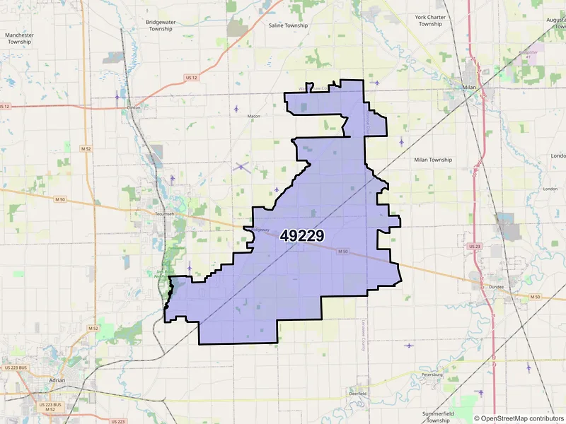 Map of ZIP Code 49229 — Britton, MI