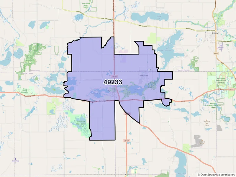 Map of Cement City, Michigan and ZIP codes