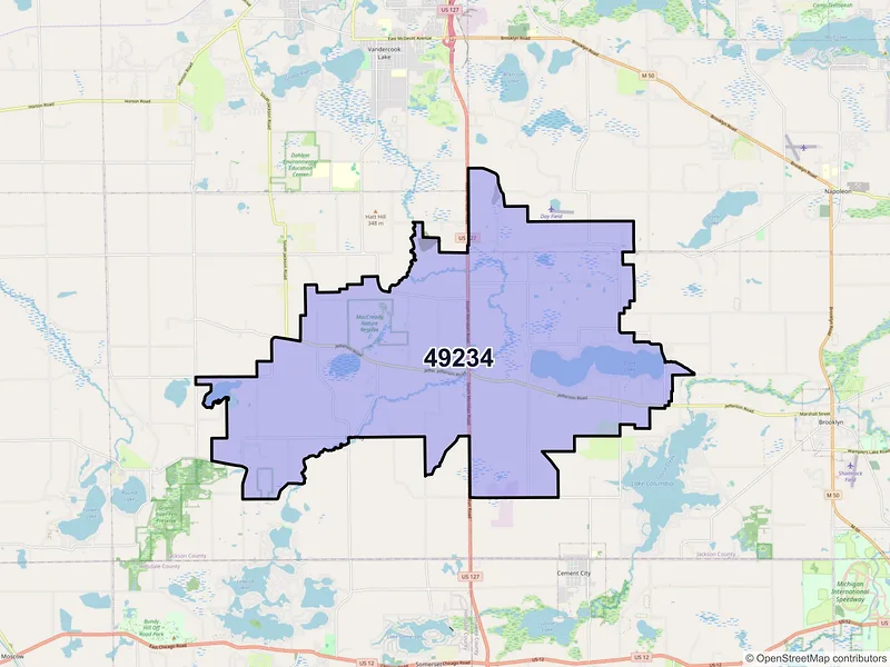 Map of ZIP Code 49234 — Clarklake, MI