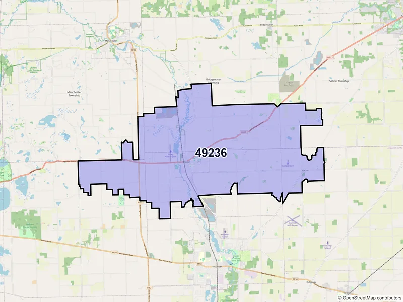 Map of ZIP Code 49236 — Clinton, MI
