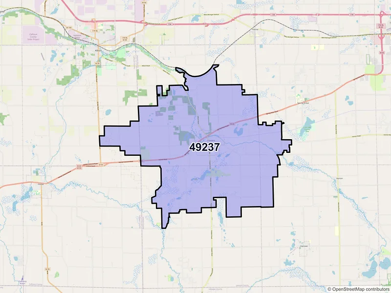 Map of ZIP Code 49237 — Concord, MI