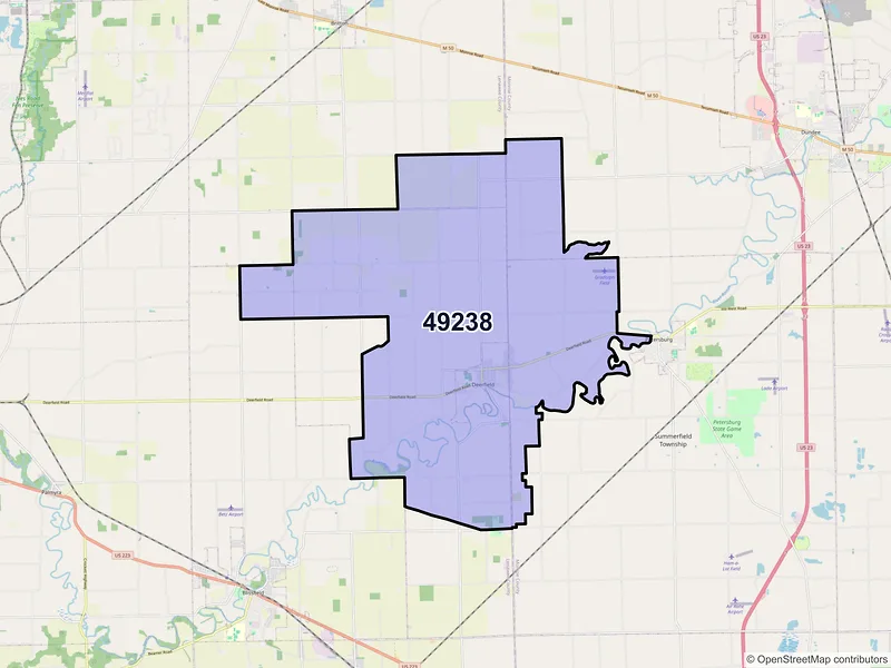Map of ZIP Code 49238 — Deerfield, MI