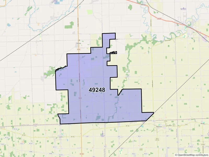 Map of ZIP Code 49248 — Jasper, MI