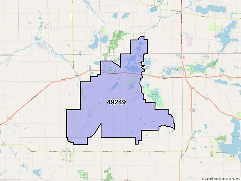Map of ZIP Code 49249 — Jerome, MI