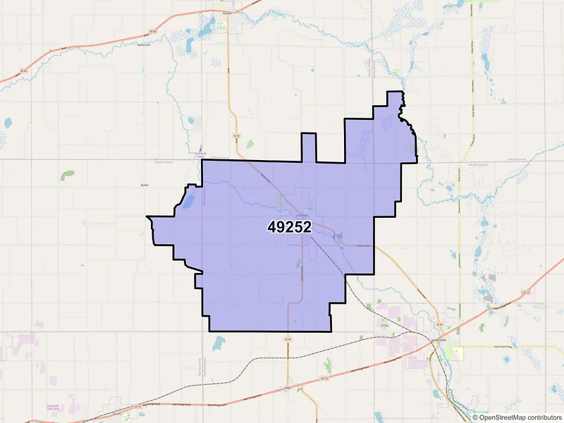 Map of ZIP Code 49252 — Litchfield, MI
