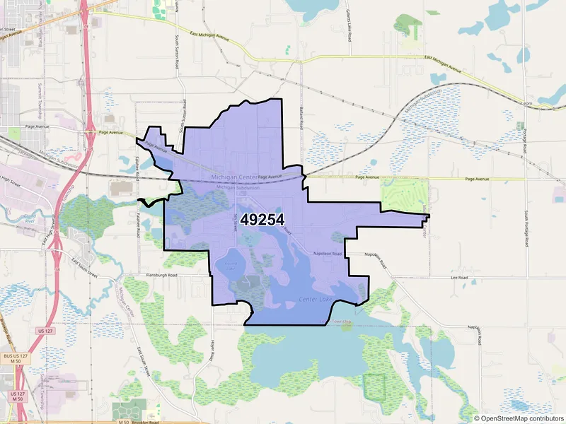 Map of Michigan Center, Michigan and ZIP codes