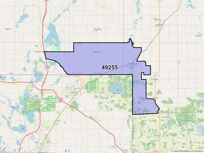 Map of ZIP Code 49255 — Montgomery, MI
