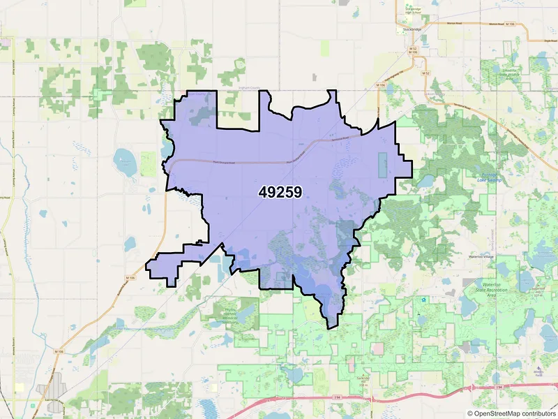 Map of ZIP Code 49259 — Munith, MI