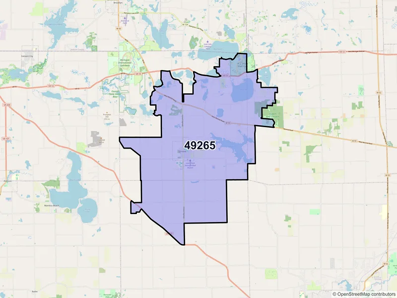 Map of ZIP Code 49265 — Onsted, MI