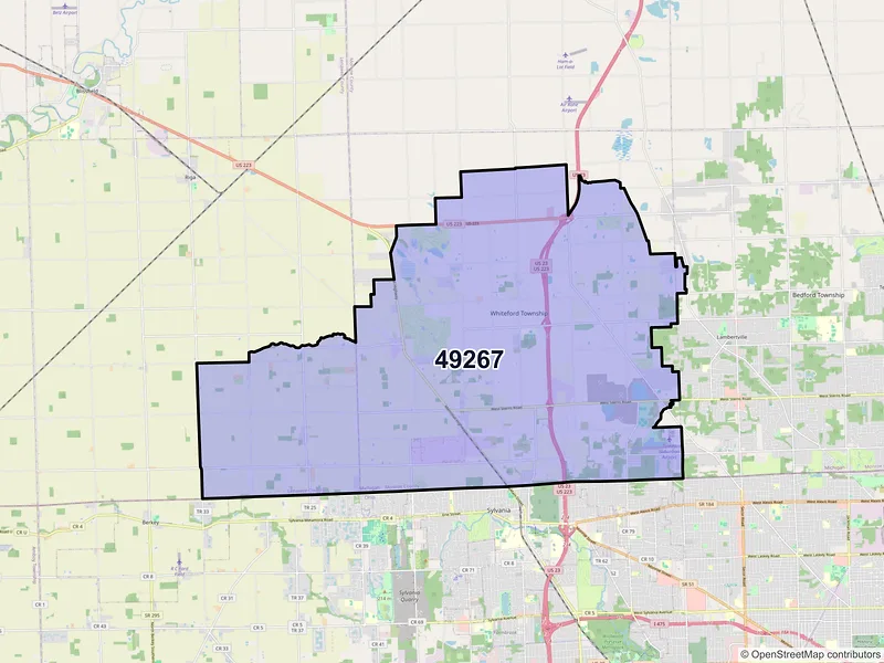 Map of ZIP Code 49267 — Ottawa Lake, MI