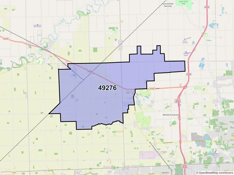 Map of ZIP Code 49276 — Riga, MI