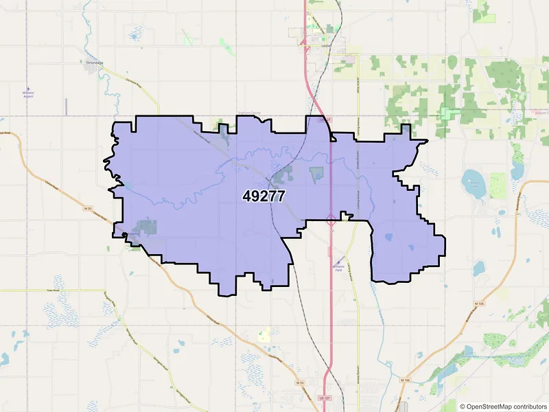 Map of ZIP Code 49277 — Rives Junction, MI