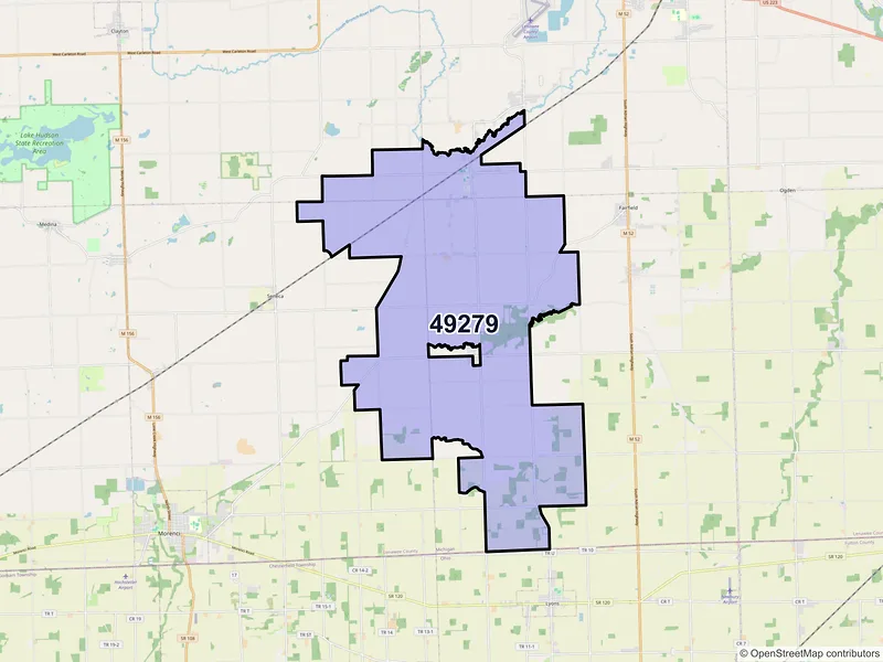 Map of ZIP Code 49279 — Sand Creek, MI