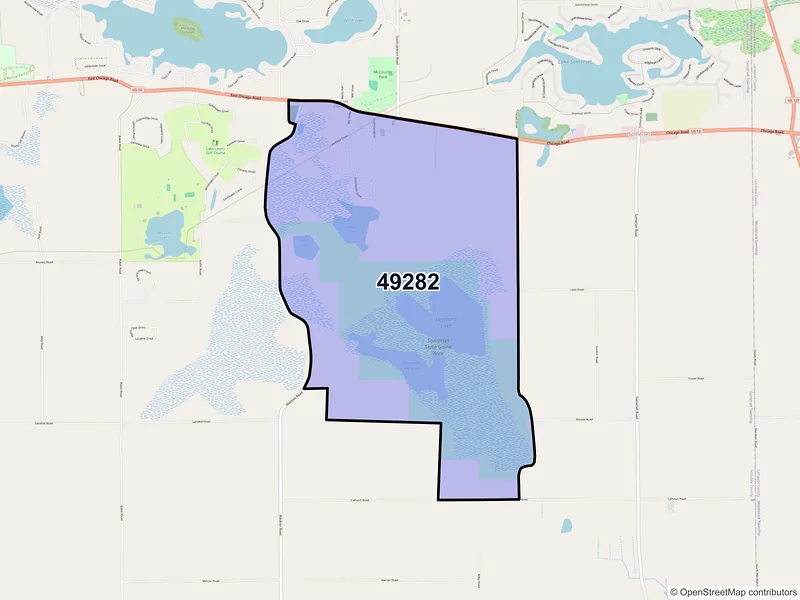 Map of Somerset Center, Michigan and ZIP codes