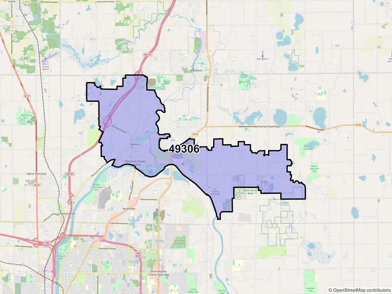 Map of ZIP Code 49306 — Belmont, MI