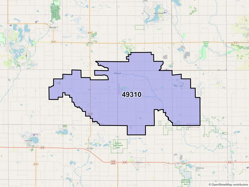Map of ZIP Code 49310 — Blanchard, MI