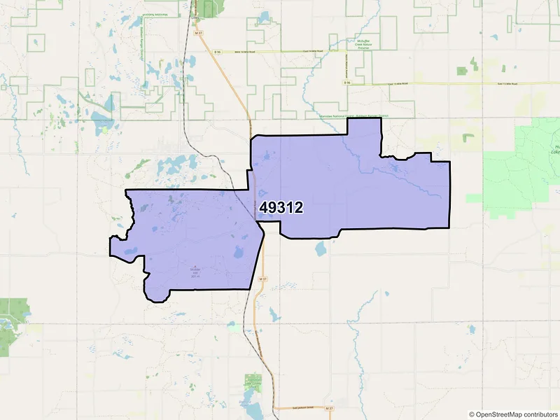 Map of Brohman, Michigan and ZIP codes