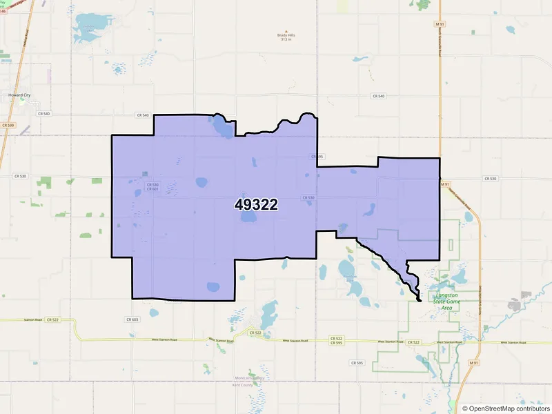 Map of ZIP Code 49322 — Coral, MI
