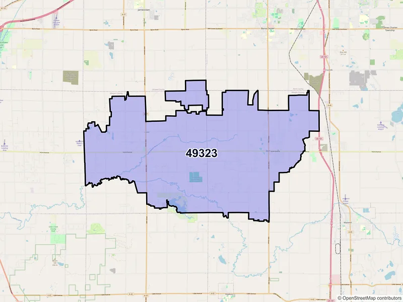 Map of Dorr, Michigan and ZIP codes