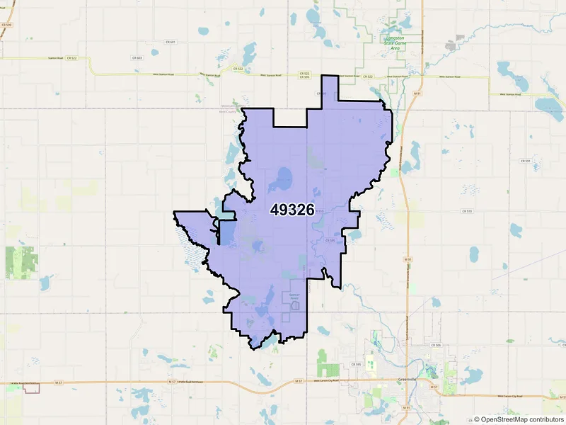Map of ZIP Code 49326 — Gowen, MI
