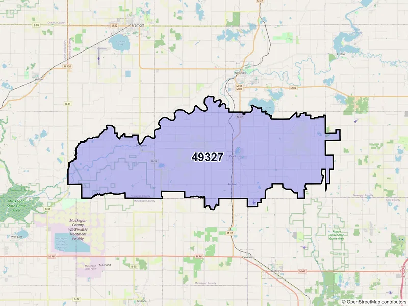 Map of ZIP Code 49327 — Grant, MI