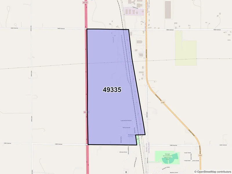 Map of Moline, Michigan and ZIP codes