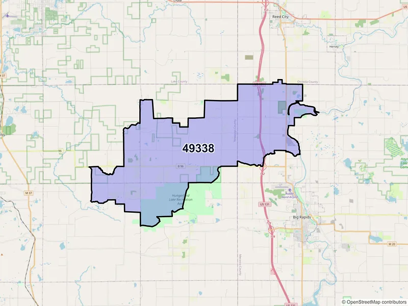 Map of ZIP Code 49338 — Paris, MI