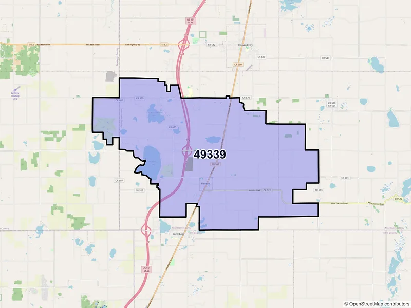 Map of ZIP Code 49339 — Pierson, MI